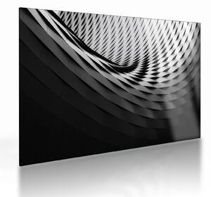 Tablou pe sticlă abstract - spirală alb neagră (70x50 cm)