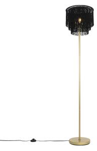 Lampă de podea orientală nuanță de aur negru cu franjuri - Franxa