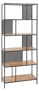 Biblioteca LEON, negru/stejar, 76x33x180 cm