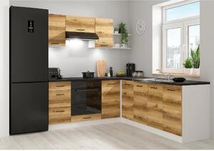 Set bucatarie JUNONA LINE, stejar delano/alb, PAL, 200x220 cm, cu blat