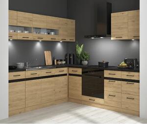 Set bucatarie JUNONA LINE, stejar, PAL, 220x240 cm, stanga, cu blat ne