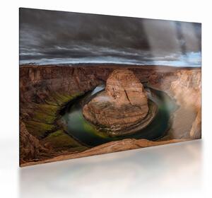 Tablou pe sticlă cu lac în stânci (70x50 cm)