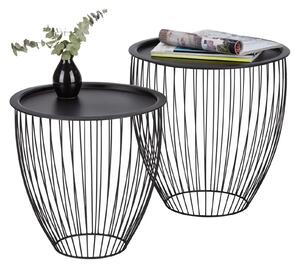 Set 2 masute cafea NELE, negru, metal