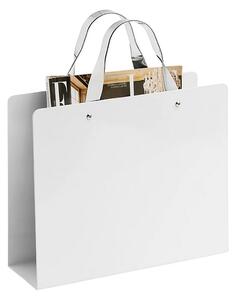 Suport ziare CLOE, alb, metal, 30x10x35 cm