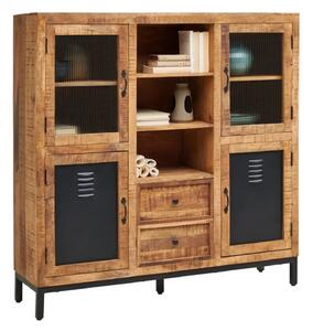 Vitrina MIRA, stejar/negru, lemn/metal, 145x40x145 cm