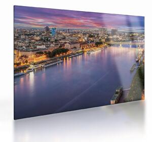 Tablou pe sticlă cu orașul Bratislava cu râu (70x50 cm)