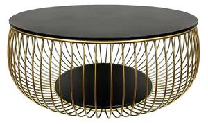 Masuta cafea BOWL,negru/auriu, sticla securizata/metal, 86x86x35 cm