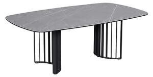 Masuta LIPARI, negru cu efect de marmura/negru, ceramica/metal, 120x70