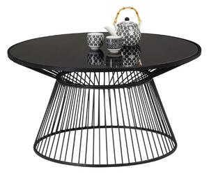 Masuta cafea RAVEN, negru, sticla/metal, 80x80x42 cm