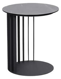 Masuta cafea LIPARI, negru cu efect de marmura/negru, ceramica/metal