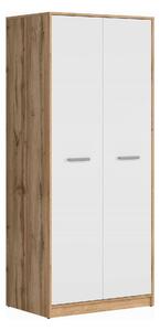 Dulap MATOS, alb/stejar, PAL, cu doua usi, 80x55x189 cm