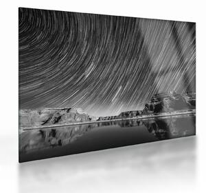 Tablou pe sticlă albnegru cu cerul și stele (70x50 cm)