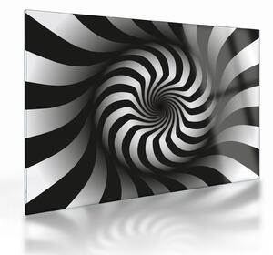 Tablou pe sticlă abstract cu spirala alb neagră (70x50 cm)