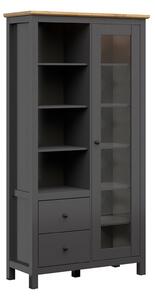 Vitrina HESEN, gri grafit/stejar artisan, PAL melaminat/sticla securiz