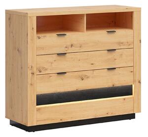 Comoda OSTIA, stejar artisan/negru, PAL, 117x42x101 cm