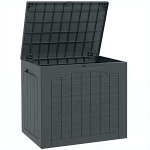 Outsunny Cufăr de Grădină cu Mânere, Container pentru Unelte Impermeabil, 56x41x50 cm, Gri Închis | Aosom Romania