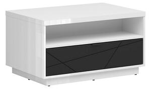Masuta cafea FORN, alb lucios/negru mat, PAL, 90x60x49 cm