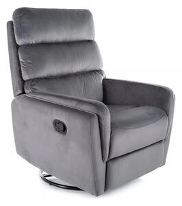 Fotoliu recliner ARGOS, stofa catifelata gri - Bluvel 14, 78x84/162x10