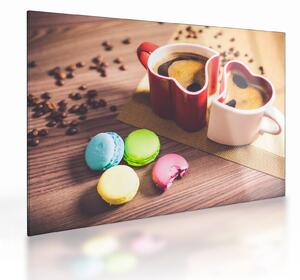 Tablou pe sticlă cu cafea și macarooni (70x50 cm)