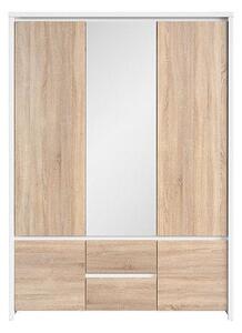 Dulap KASPIAN, stejar sonoma/alb, PAL, cu 5 usi si 2 sertare, 154x56x2