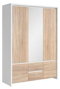 Dulap KASPIAN, stejar sonoma/alb, PAL, cu 5 usi si 2 sertare, 154x56x2