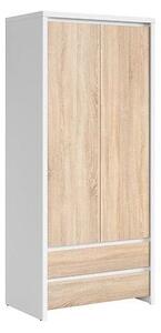 Dulap KASPIAN, stejar sonoma/alb, PAL, cu 2 usi si 2 sertare, 90x56x20
