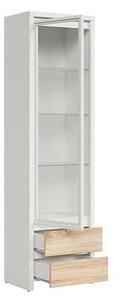 Vitrina KASPIAN, alb/stejar sonoma, PAL/sticla securizata, 56x41x201 c