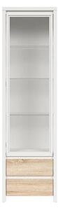 Vitrina KASPIAN, alb/stejar sonoma, PAL/sticla securizata, 56x41x201 c
