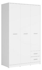 Dulap NEPO PLUS, alb, PAL, cu 3 usi si 2 sertare, 119x55x197 cm