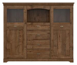 Vitrina PATRAS KOM2W4S, stejar april, PAL, 153x45x129 cm