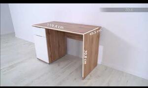 Birou ZELE, stejar wotan/alb, PAL laminat, 120x60x76 cm