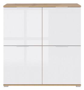 Comoda ZELE KOM4D, alb/stejar wotan, PAL, 104x41x106 cm