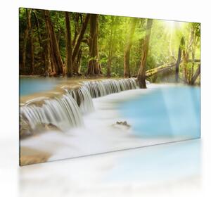 Tablou pe sticlă cu cascada Huai Mae Kamin în pădure (70x50 cm)
