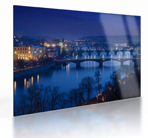 Tablou pe sticlă cu podurile din Praga (70x50 cm)