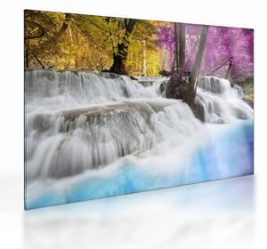 Tablou pe sticlă cu Erawan cascadă în pădure (70x50 cm)