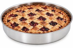 Tava de copt din inox rotunda– forma rotunda pentru cuptor, tava pentru prajituri, tort, pandispan, tarta si cheesecake, Ø30 cm