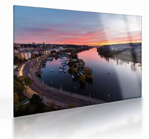 Tablou pe sticlă cu Praga nocturnă (70x50 cm)