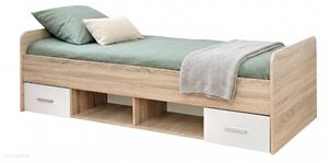 Pat de o persoană 90 cm Daron 23 DSW DI-04 (stejar sonoma + alb) (cu sertare). 1024527