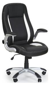 Scaun de birou SATURN, negru, piele ecologica perforata, 67x65x112/120
