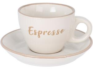 Ceașcă din gresie cu farfurioară Espresso, 100 ml,crem