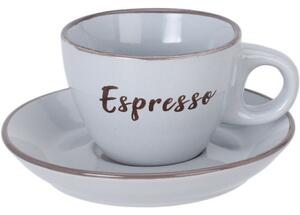 Ceașcă din gresie cu farfurie Espresso, 100 ml, gri deschis