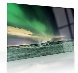 Tablou pe sticlă cu Aurora Borealis (70x50 cm)