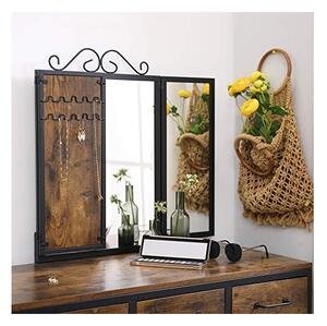 Masa de toaleta cu oglinda si taburet, Vasagle, RVT02BX, Maro Rustic, 90 x 40 x 137 cm