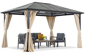 Foișor de grădină modern Santiago 3x3.6m cu perdele Garden Point bej