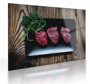 Tablou pe sticlă cu carne pe farfurie (70x50 cm)