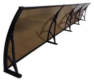 Copertină PRO 400x80 cm din aluminiu și plexiglas – Negru/Bronz