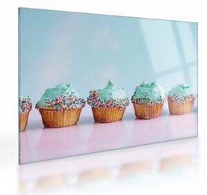 Tablou pe sticlă cu cupcakes (70x50 cm)