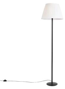 Lampa de podea moderna neagra cu abajur plisat alb 45 cm - Simplo