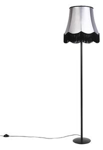 Lampă de podea retro neagră cu abajur Granny negru cu gri 45 cm - Simplo