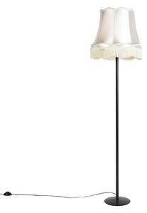 Lampă de podea retro neagră cu abajur crem de tip granny 45 cm - Simplo
